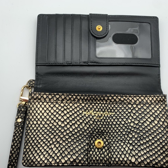 Halogen Black Leather Gold Metallic Python Texture Wristlet/Wallet | EUC - Picture 2 of 7